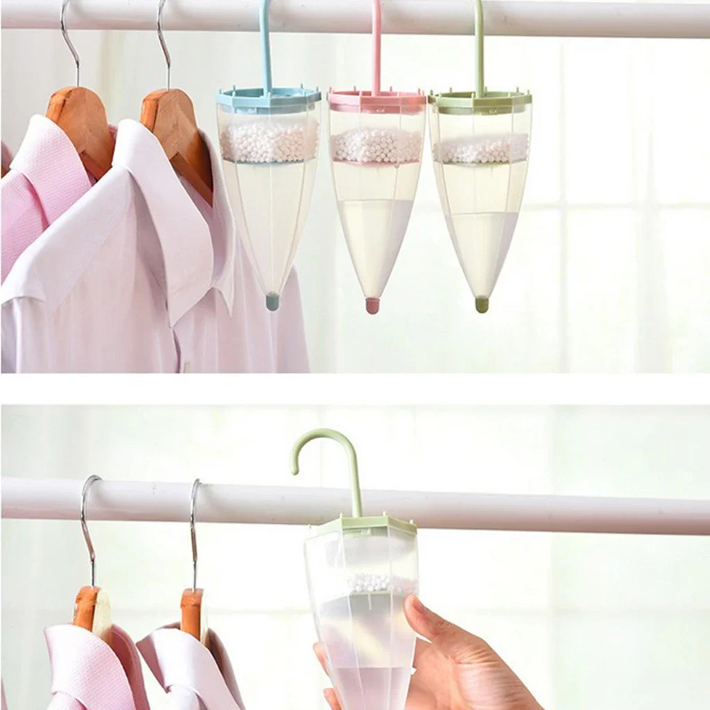 Umbrella Shape Reusable Hanging Moisture Absorber Bag - Interior Dehumidifier for Cabinet Closet Wardrobe Cupboard