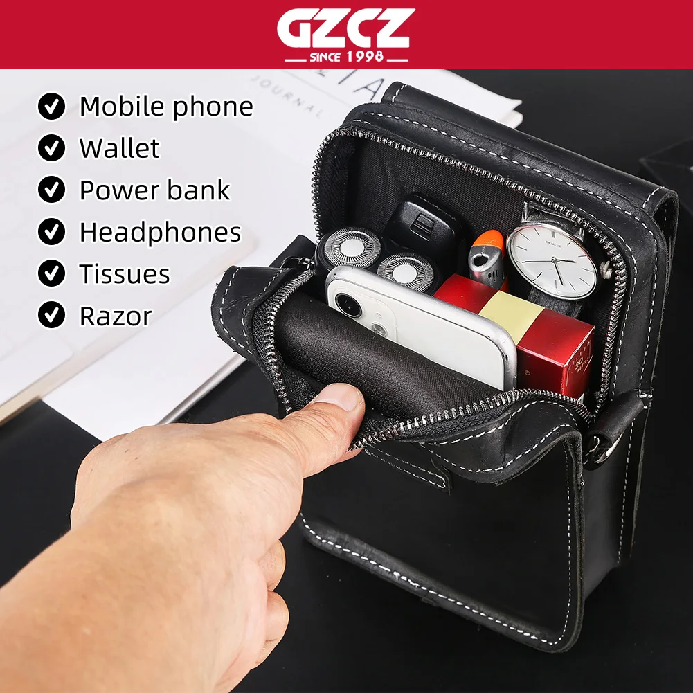 جلد حقيقي الذكور الخصر حزمة الرجال الصغيرة الصدر الكتف حقيبة بحزام عالية الجودة الهاتف الخليوي كيس مزموم في الهواء الطلق الذكور Crossbody #4