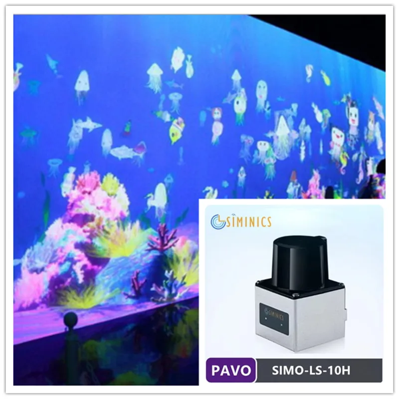 SIMINICS PAVO 10m lidar interaction SIMO-LS-10H screen interactive wall，floor interactive projection simulation mouse，TUIO,UDP