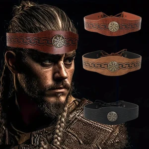 Viking ortaçağ korsan baskı birçok erkek deri PU celtic taç Cadılar Bayramı Rol Oynamak Sahne aksesuarları vintage Tacın ilk 10 satışı, ortaçağ, erkek-no. 8
