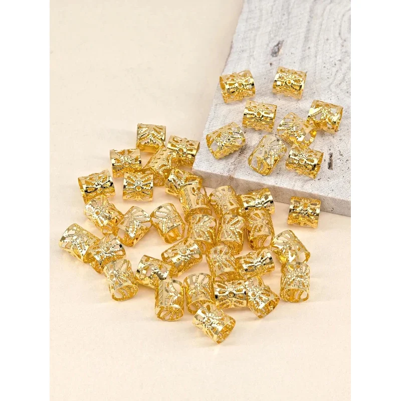 "Gold Plated Dreadlock Charms: 40-Piece Adjustable Hair Cuffs & Braid Rings for Goddess Locs & Twists" image 4
