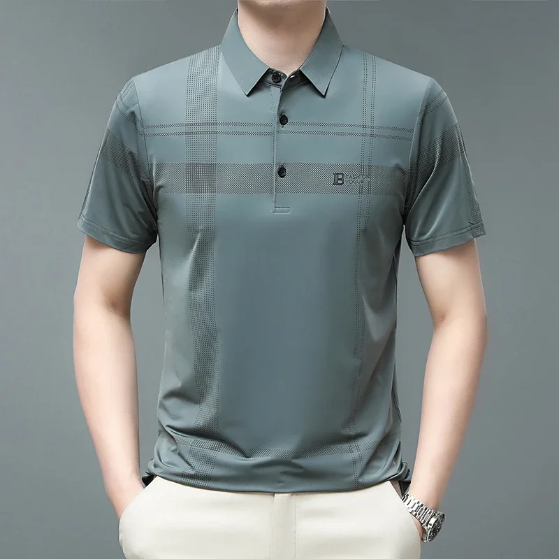 New Men's Business Casual POLO Short Sleeved Smooth and Wrinkle Resistant Comfortable Top