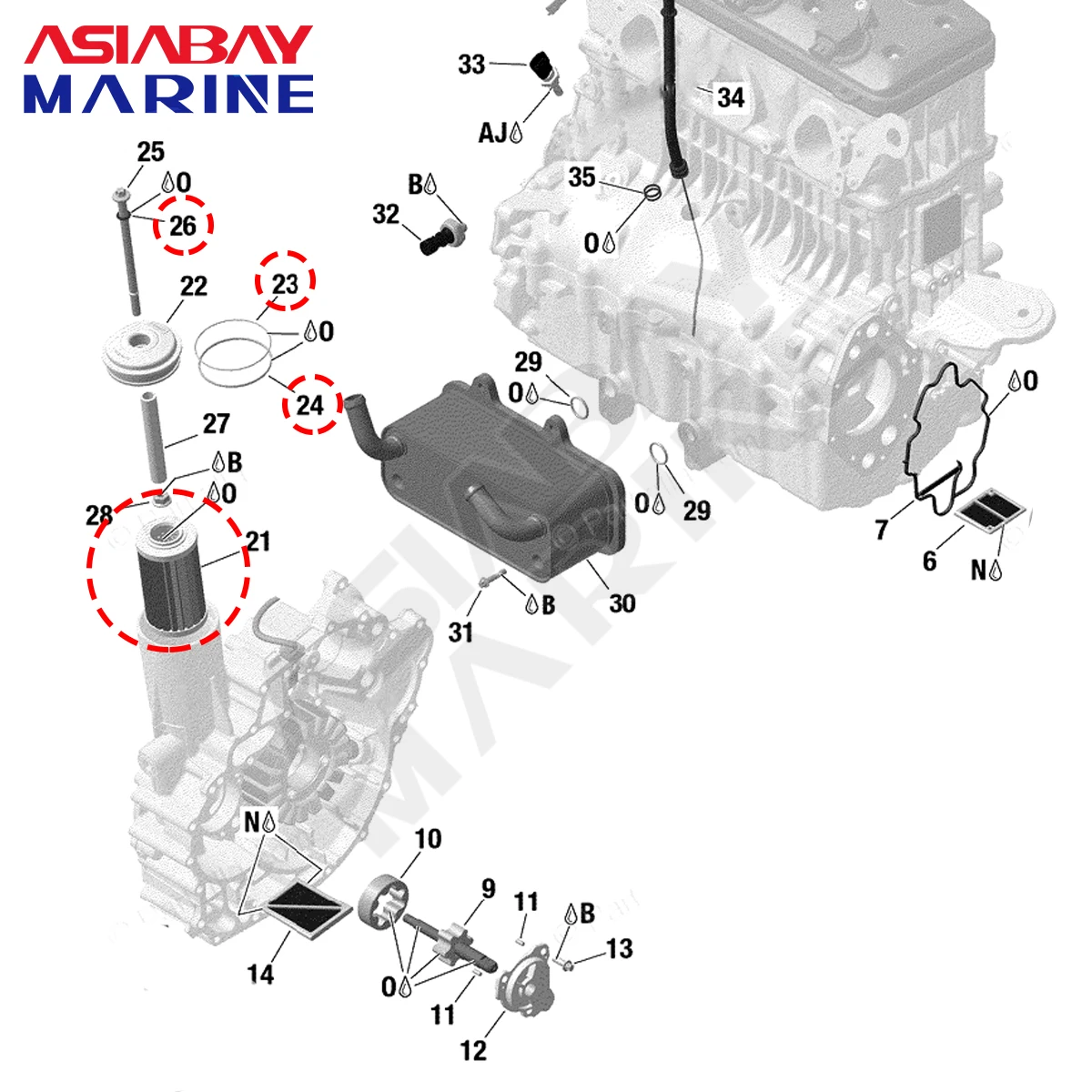 420956744 97950 오일 필터, Seadoo BRP 130 155 170 230 300hp GTI130/155/170 GTX 170/230/300 GTR230 RXT300 GTX300 RXP300 RXT X