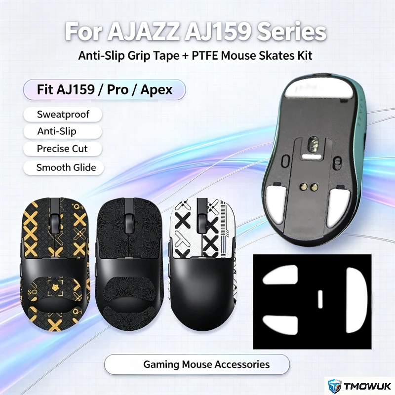 For AJAZZ AJ159 Pro Apex Mouse Anti-Slip Sweat Absorbing Grip Tape Smooth PTFE Mouse Feet Skates Gaming Mouse Accessories