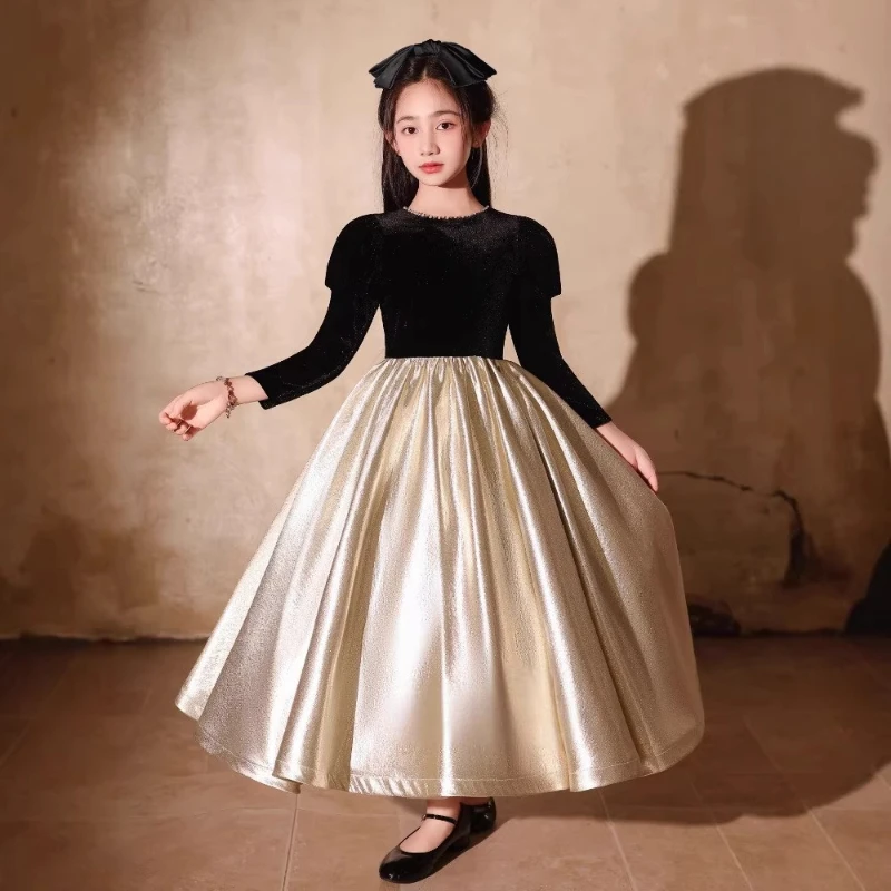 2026Dress Costume Children Flower Kids Girls Piano Performance  Girl Birthday Princess Gown Host Violin Pageant Party Outfit