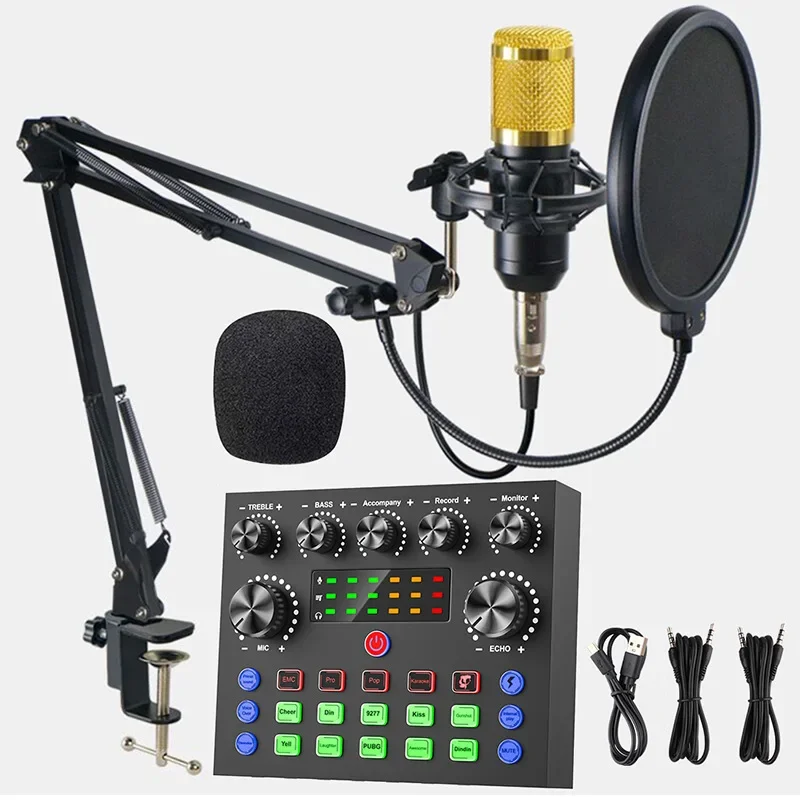 V8s Live Broadcast Sound Card Set Microphone For Mobile Computer Karaoke Full Set Equipment Fast Delivery