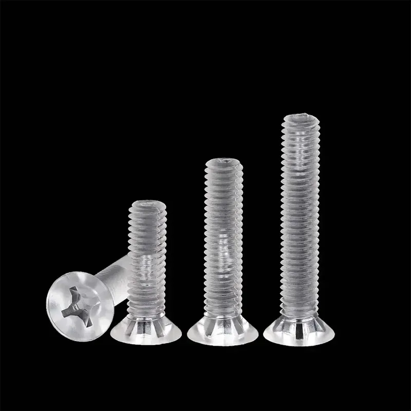

Acrylic Insulated Plastic Flat Head Bolt PC Transparent Cross Groove Countersunk M2-M8