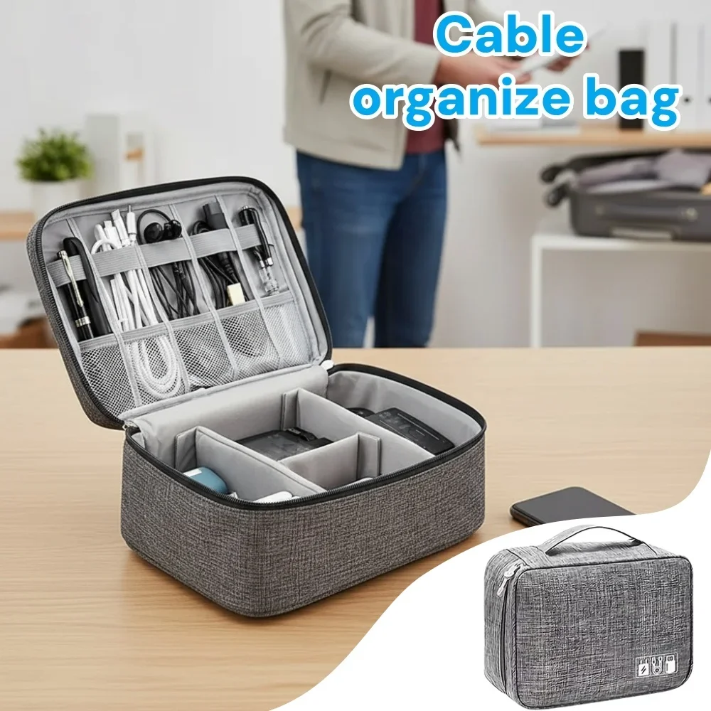 

Cable Storage Bag Waterproof Digital Electronic Organizer Portable USB Data Line Charger Plug Tote Bag Travel Cable Organizer