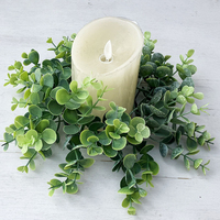 25CM Wedding Candle Rings Handmade Artificial Greenery Wreath Suitable for Door Wall Window Desktop Center Decorations Dropship