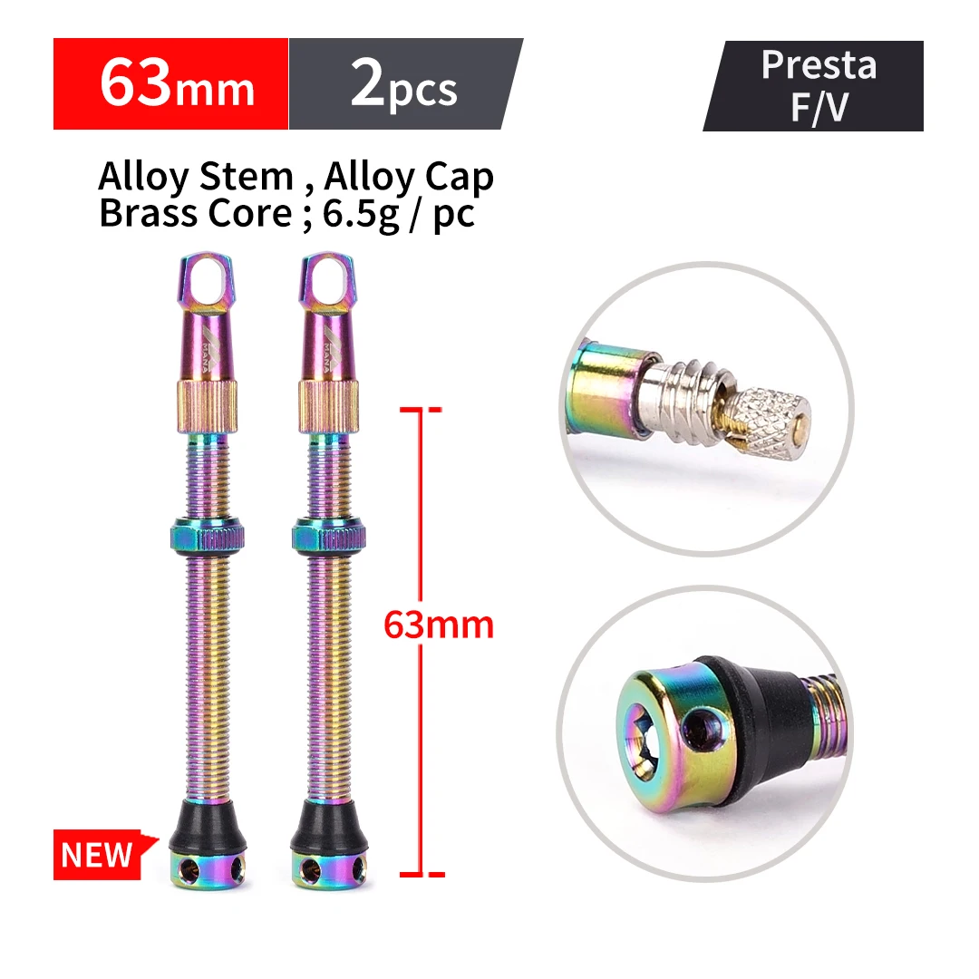 MANA 1 Paar Fiets Presta Ventiel 40/53/63/78/100mm 7075 Aluminium Voor Tubeless Road/MTB/Gravel Bike-ELITEWHEELS Ventiel