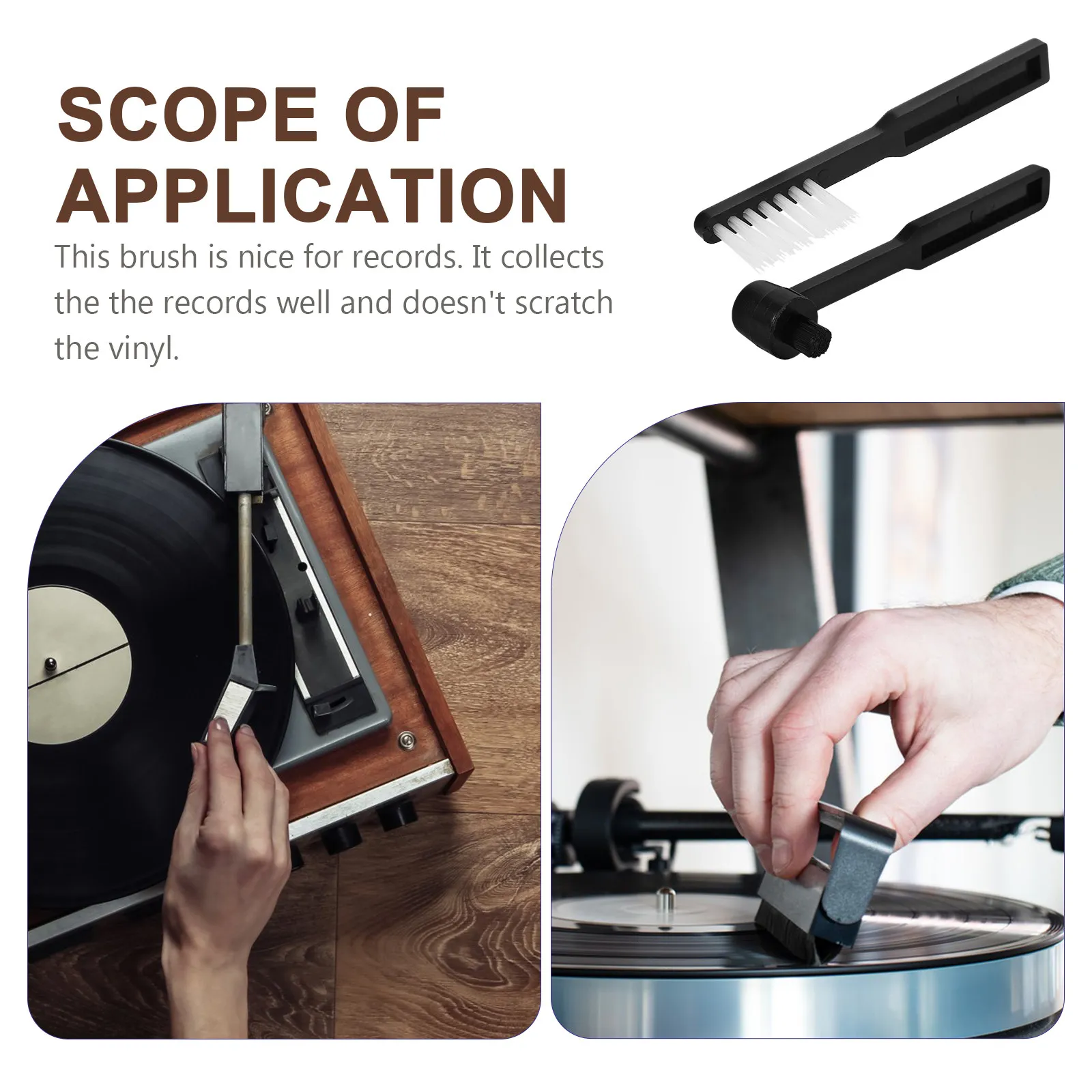 2 Pcs Record Player Needle Cleaner Vinyl Cleaning Brush Stylus Device for Turntable Records