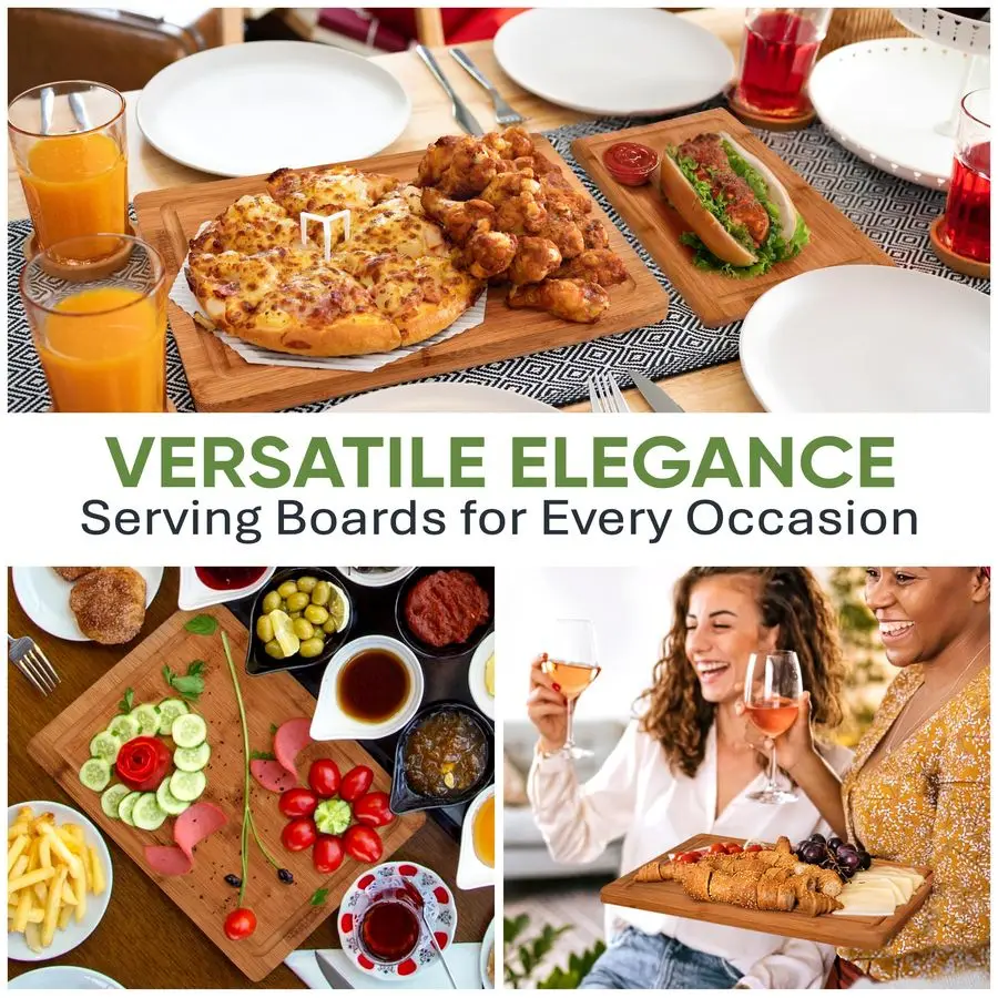 

Bamboo Cutting Board Set Of 3 for Kitchen Wooden Chopping Boards with Juice Groove Wood Serving Board for Meat, Vegetables, Chee