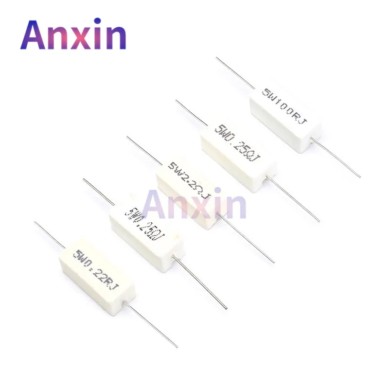 

10PCS 5W 0.1Ω - 100K 5% Cement Resistance 0.25Ω 0.33Ω 0.47Ω 0.5Ω 2.2Ω 4.7Ω 5Ω 10Ω 47Ω 470Ω 10K ohm 5W0.5RJ Ceramic Co