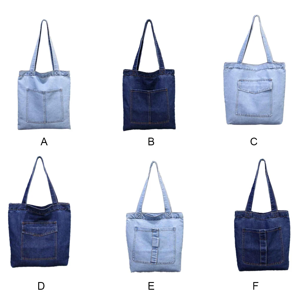 Woman Canvas Bag Denim Large Capacity Shopping Tote Shoulder Bag Student Book Schoolbag