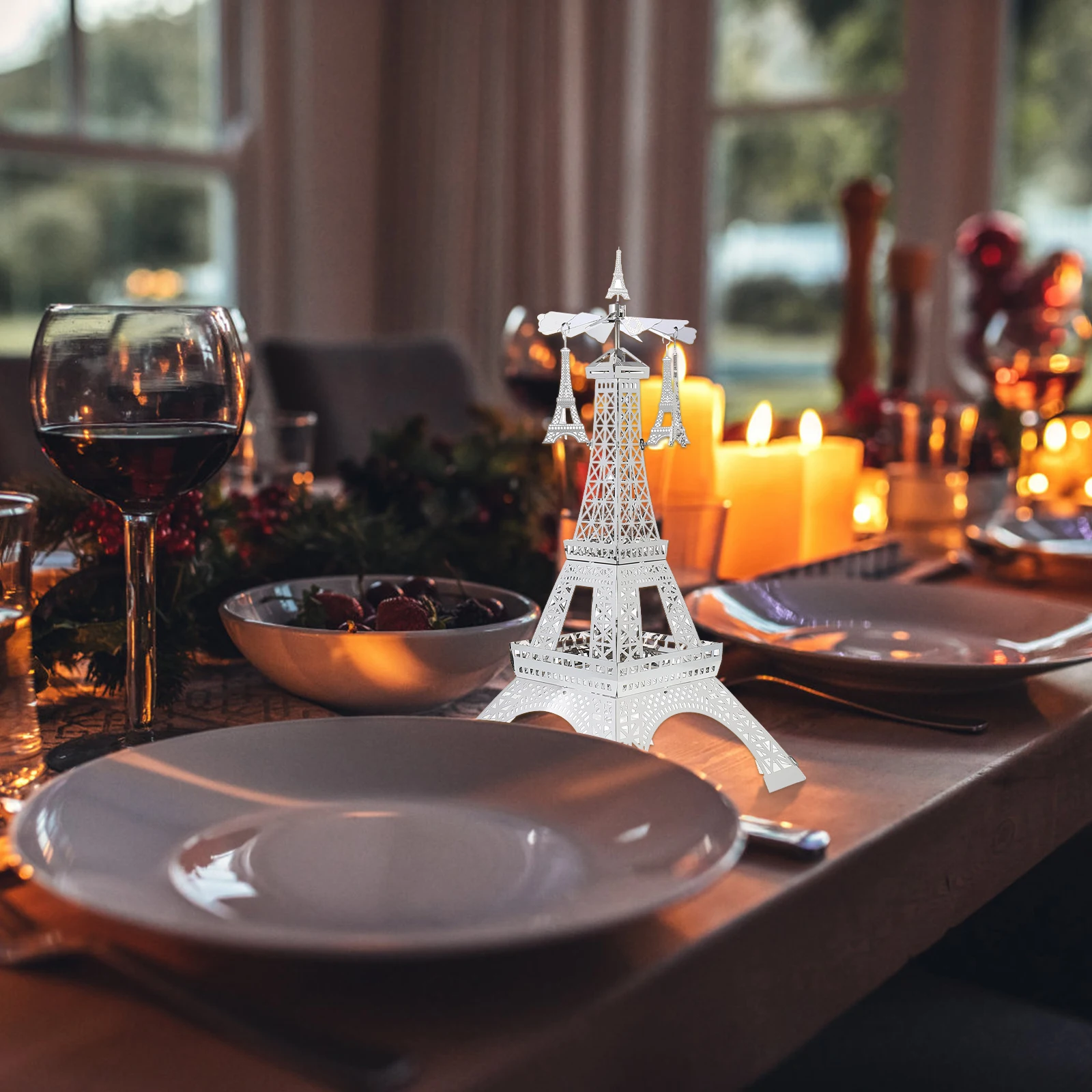 

Rotating Holder Metal Eiffel Tower Design Table Holder For Christmas Wedding Party Decor Candlestick Stand Home