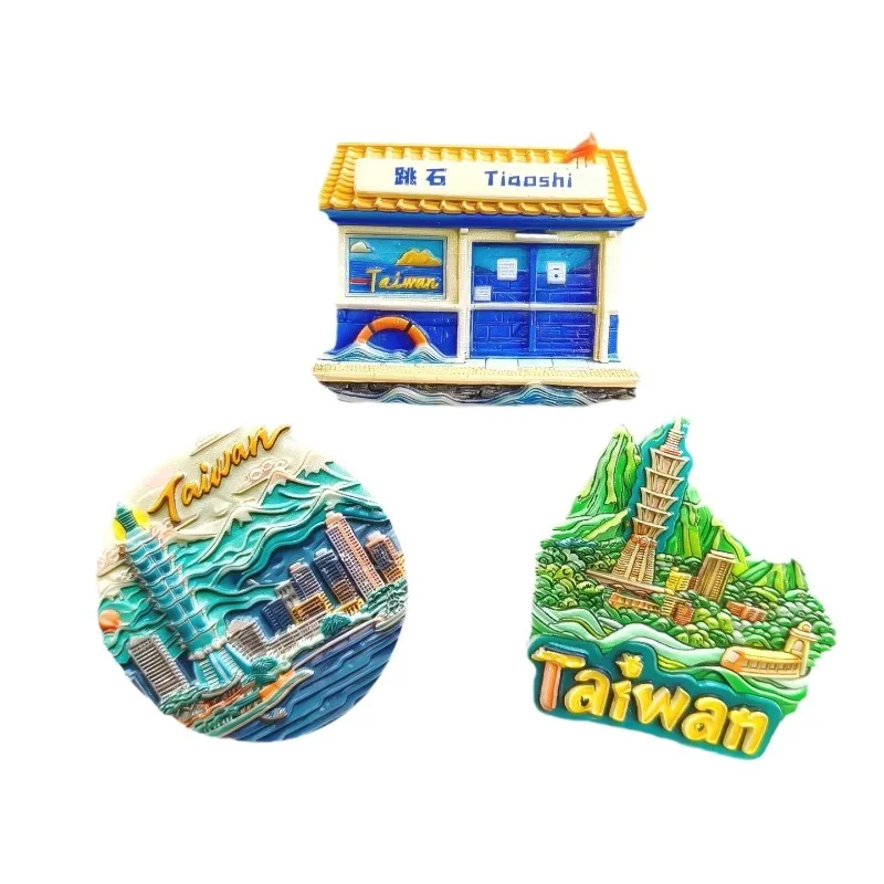 مغناطيس الثلاجة تايوان - هدية تذكارية للسفر ثلاثية الأبعاد لطيفة وبسيطة للديكور على Instagrammable مع مغناطيس قوي