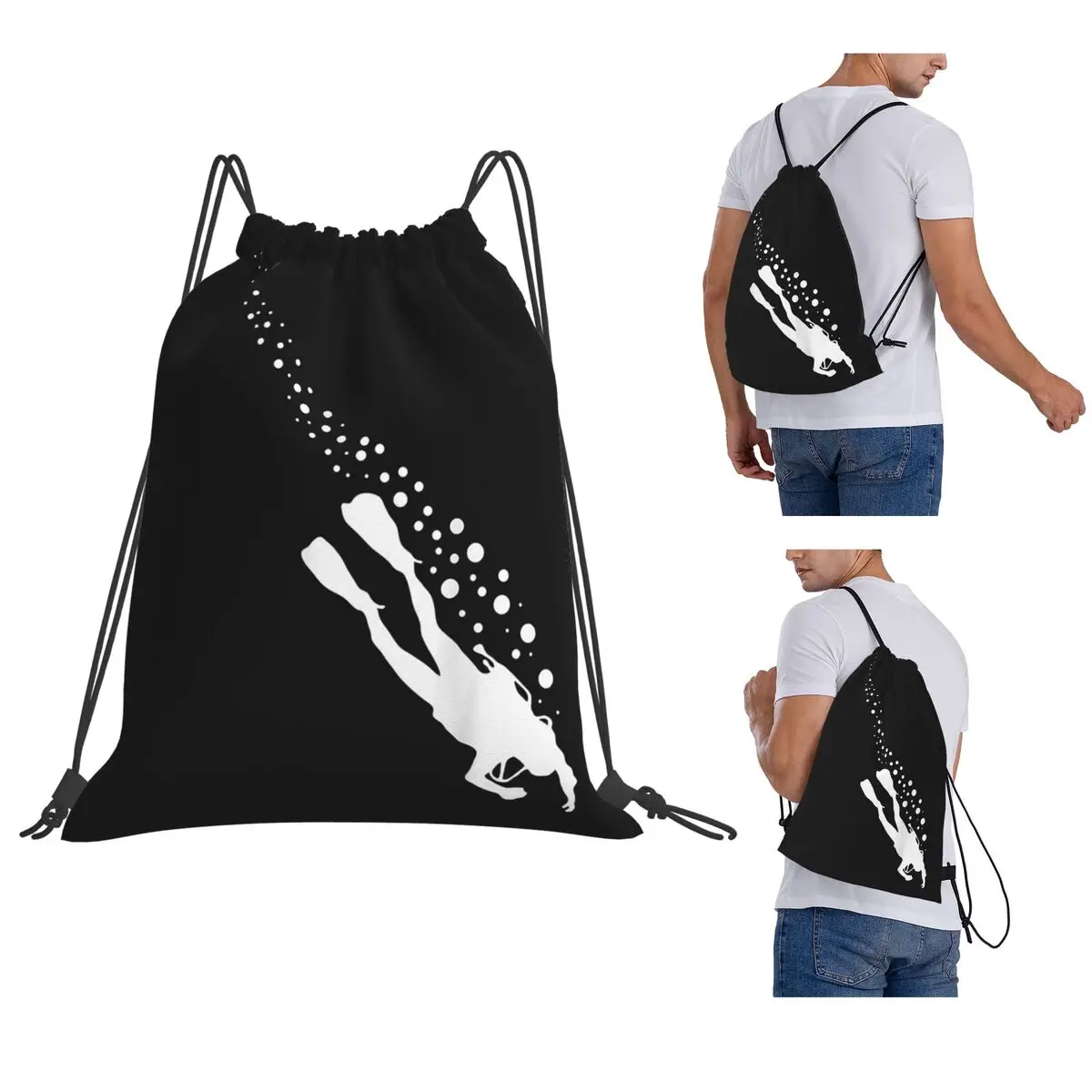 Scuba Diving Apparel Scuba Diving Backpacks Casual Drawstring Bundle Pocket Shoes Bag Book Bags for Man Woman School