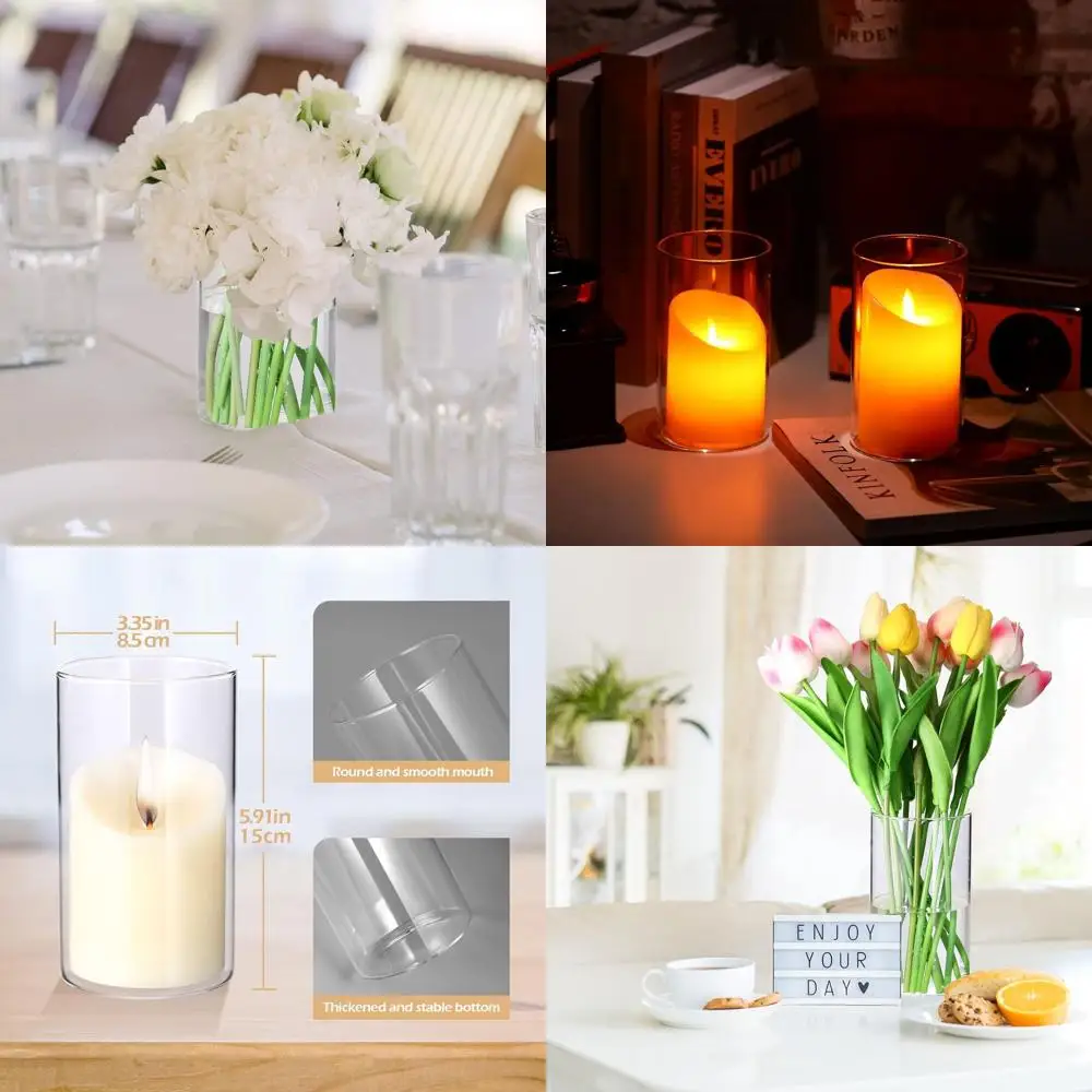 

Bulk Clear Glass Vases, 6 Inch Tall Cylinder for Wedding Centerpieces, Home Decor, and Candle Holders