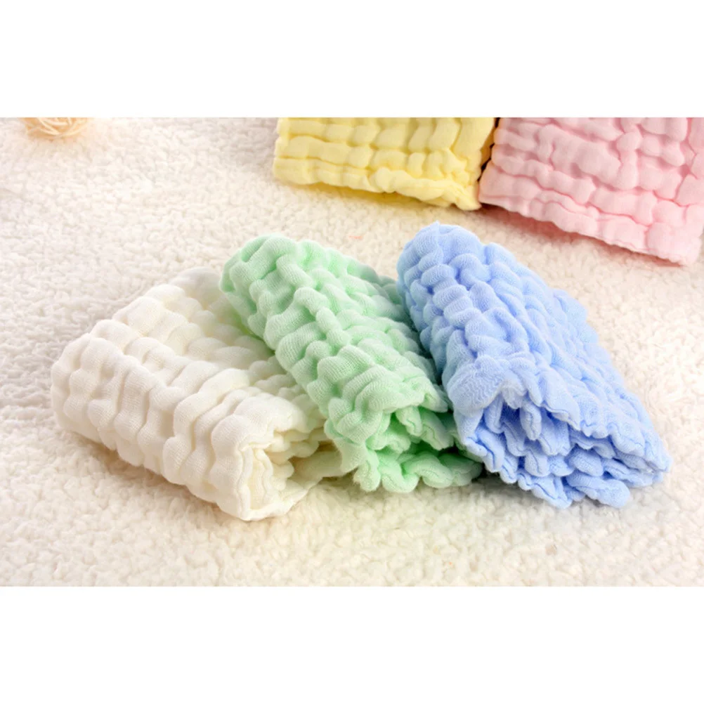 Asciugamano quadrato per bambini in garza a sei strati di puro cotone Colore giallo Morbido forte assorbimento Panno per ruttino a mano per il viso Panno per ruttino