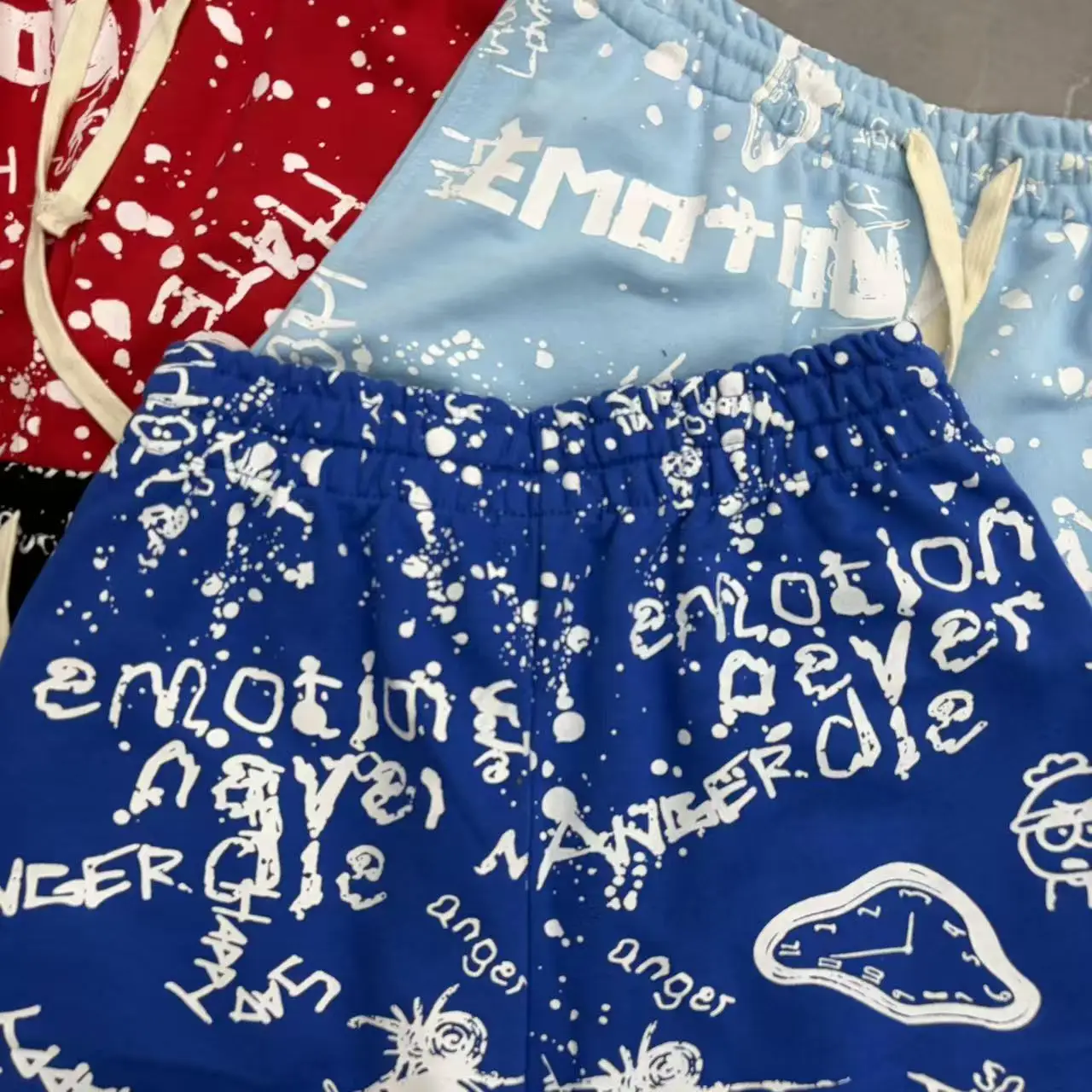 High-Quality Fashionable Pure Cotton Shorts, Full-Print Terry Shorts, Trendy High Street Style