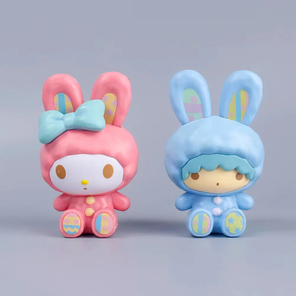 Páscoa cinnamoroll melodia kuromi anime figura kawaii boneca sanrio ornamentos decorativos presentes para festival de férias brinquedos modelo bonito