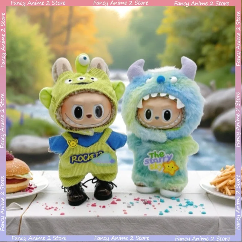 

Funny Cute Alien Jumpsuits Outfit for 17cm Labubu Mini Plush Dolls Trendy Adorable Clothes No Shoes Dolls Accessories Good Gift