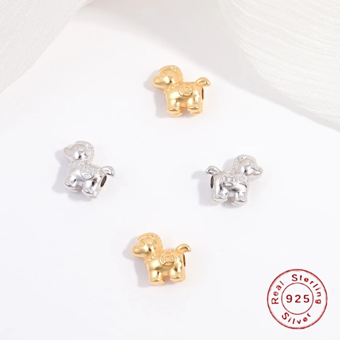 

Бусины-разделители из стерлингового серебра S925 в форме пони, милый дизайн, для рукоделия, браслетов, ожерелий, аксессуары для создания украшений, SZ204