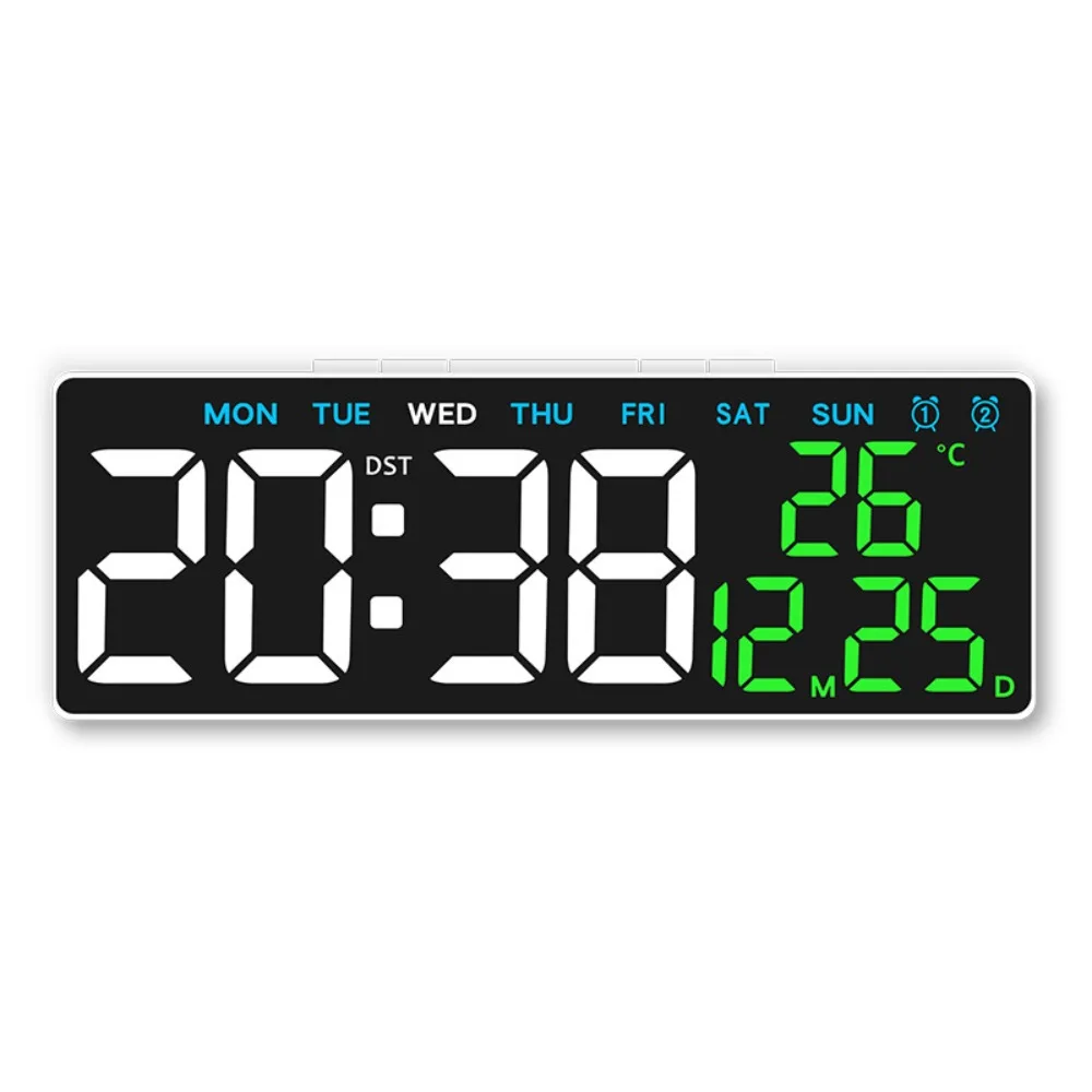 12/24H Format LED Electronic Clock 2 Alarms 3 Levels Brightness Alarm Clock Auto-Dimmer Countdown Function
