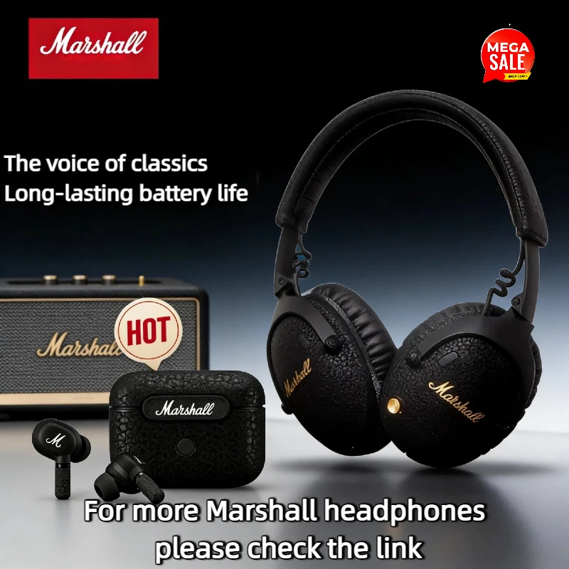 Casque sans fil Marshall style vintage, design r�tro, Bluetooth 5.3, son st�r�o HiFi, pliable, portable pour les voyages