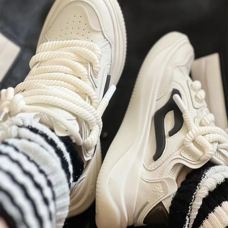 

Rocket 001 Leather Chunky Dad Sneakers, Trendy Sporty Casual Shoes for Women, Versatile Platform Fashion Footwear Daily Wear