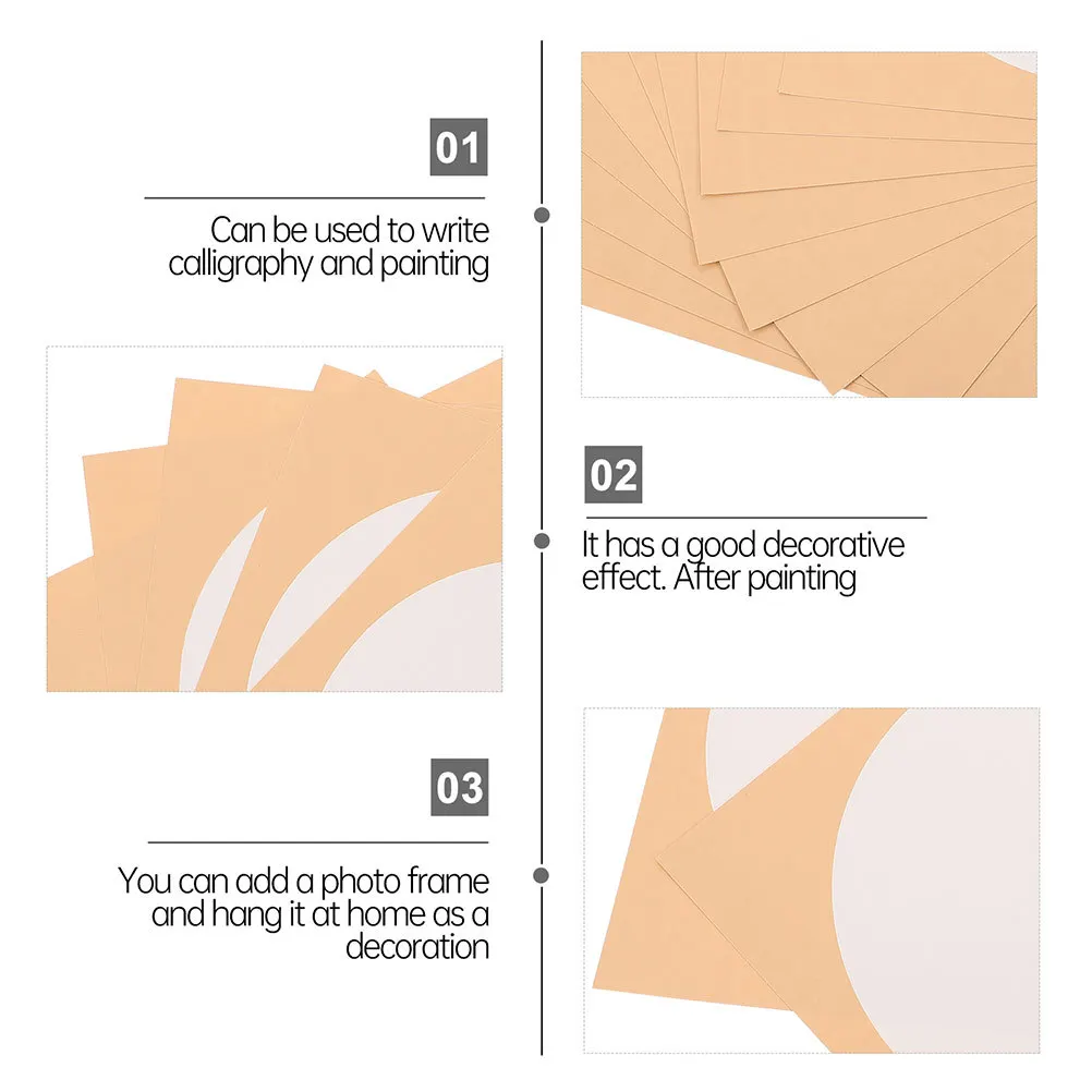 

20Pcs Calligraphy Fan Surface Paper Xuan Art Painting Practice Round Rice Paper for Brush Ink Kanji Sumi Writing Handmade