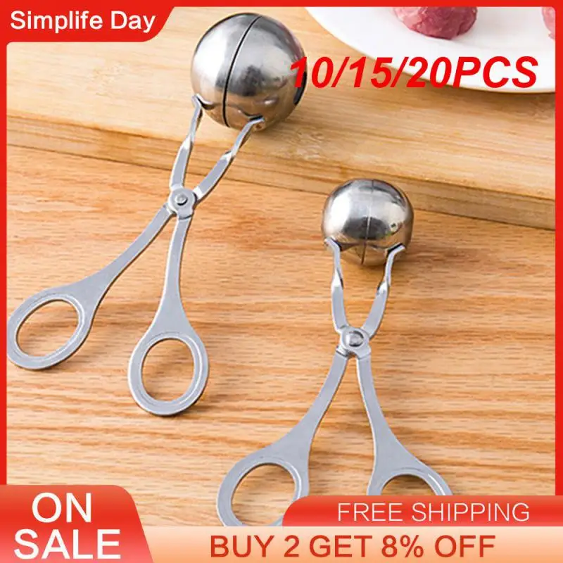 10/15/20PCS Rice Ball Maker Save Effort Stainless Steel Fish Ball Machine For Cooking Stainless Steel Meatball Tongs