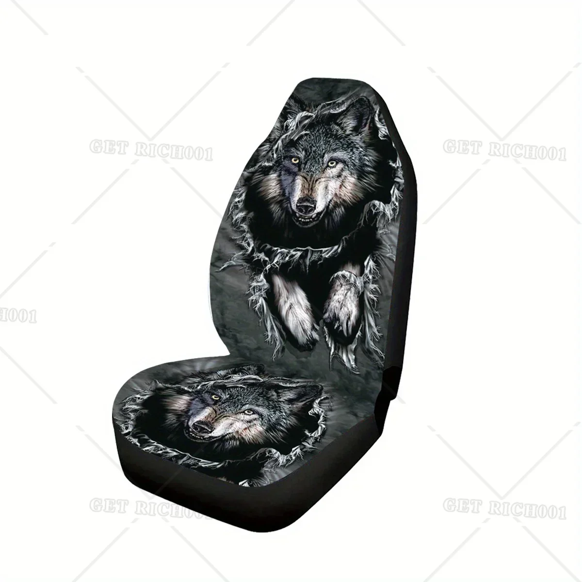 Cool Wolf Print Universal Seat Cover Seat Cushion Four Seasons Car Accessories Interior for Men Car Cushion Seat Covers 2pc