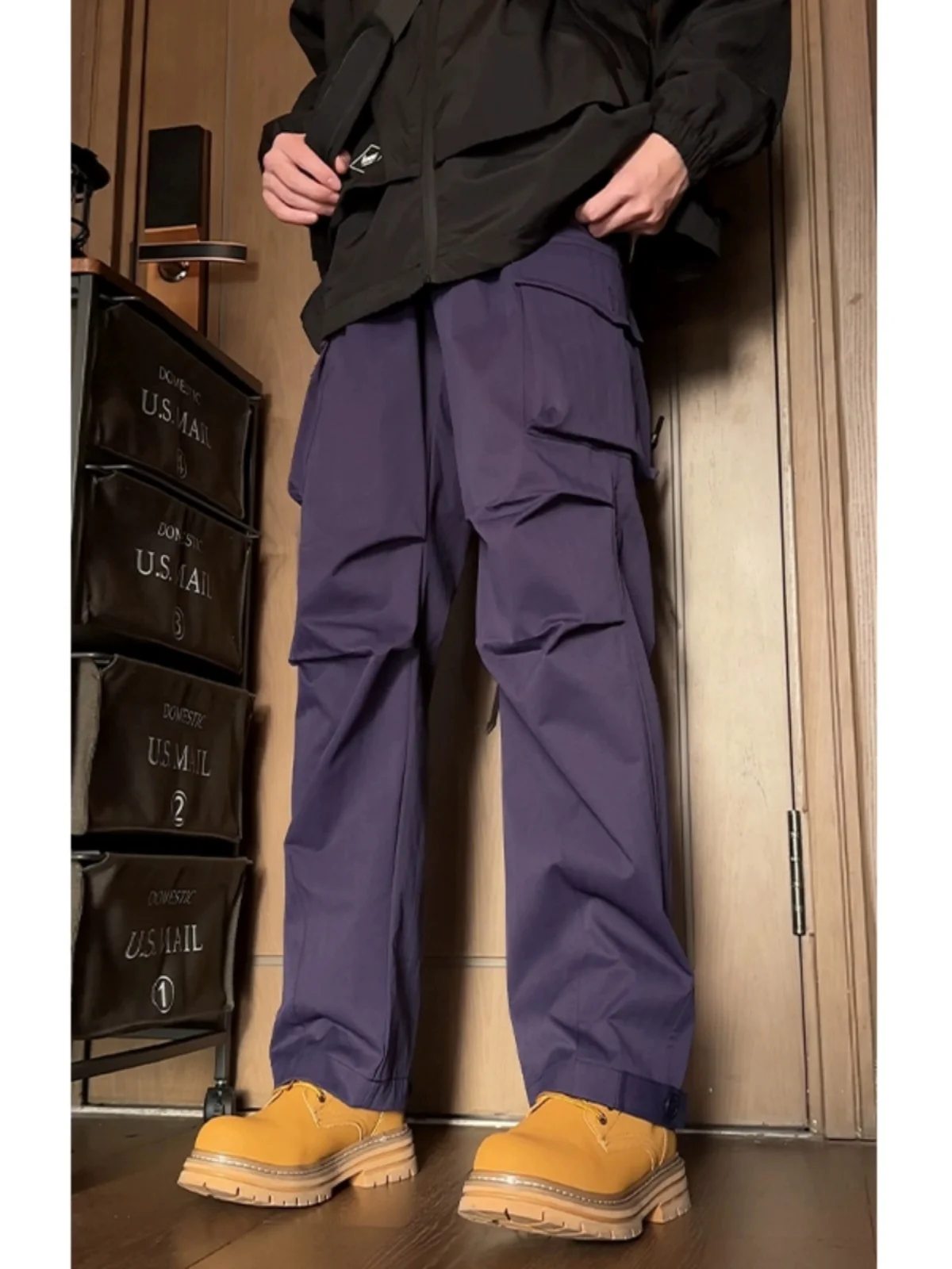 

Американские повседневные брюки со складками для мужчин, весенние, премиум-класса, под ботинки, для активного отдыха, альпинизма, рабочая одежда