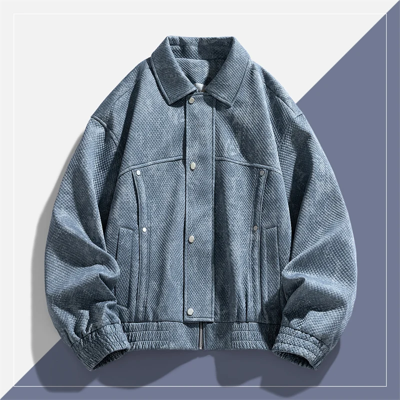 

Men Jacket Vintage Workwear Denim Coat New Autumn Design American Long Sleeve Jacket Top Male High End Versatile Plaid Jacket