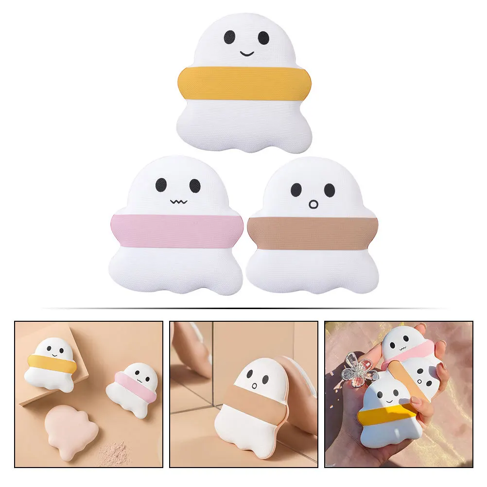 

3 pcs Cute Ghost Shape Mini Powder Puff For Makeup Wet Or Dry Portable Foundation Blender Small Beauty Puff Women Daily Use