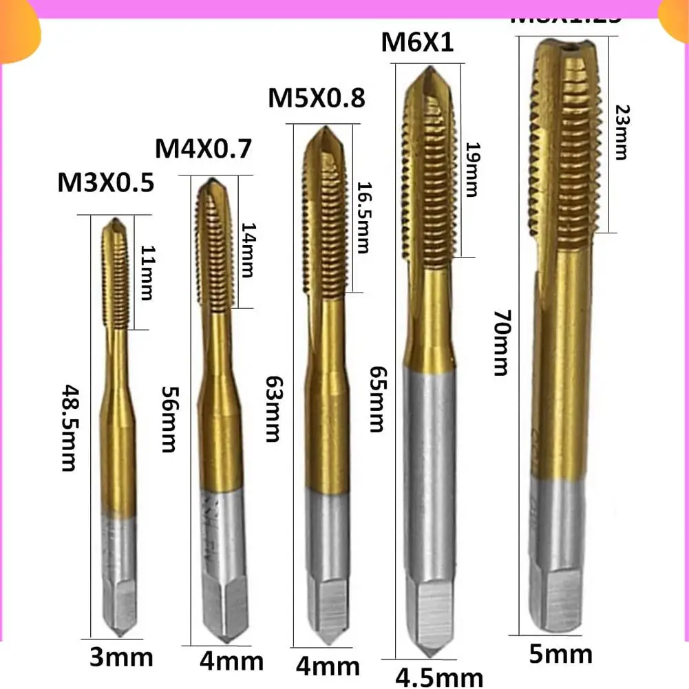 

A23P 10Pcs Machine Screw Tap Set, Spiral Flute Drill Taps Metric M3-M8 And Spiral Pointed Taps M3-M8 Thread Tapping Tool