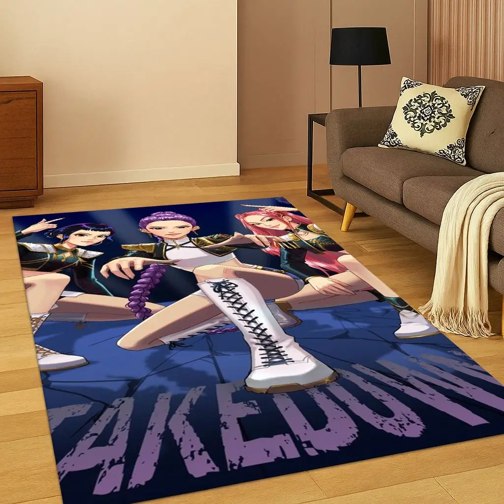 

3D Demon Hunters Kpop Rumi Mira Zoey Music Carpet Rug for Bedroom Living Room Sofa Home Decor,Area Rug Non-slip Floor Mat Gift