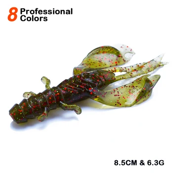 4/8 個 80 ミリメートル/6.5 グラムソフトシリコンエビ形クランクベイト釣りルアーセットスイベルジギングワブラー人工パイクミノーバスタックル