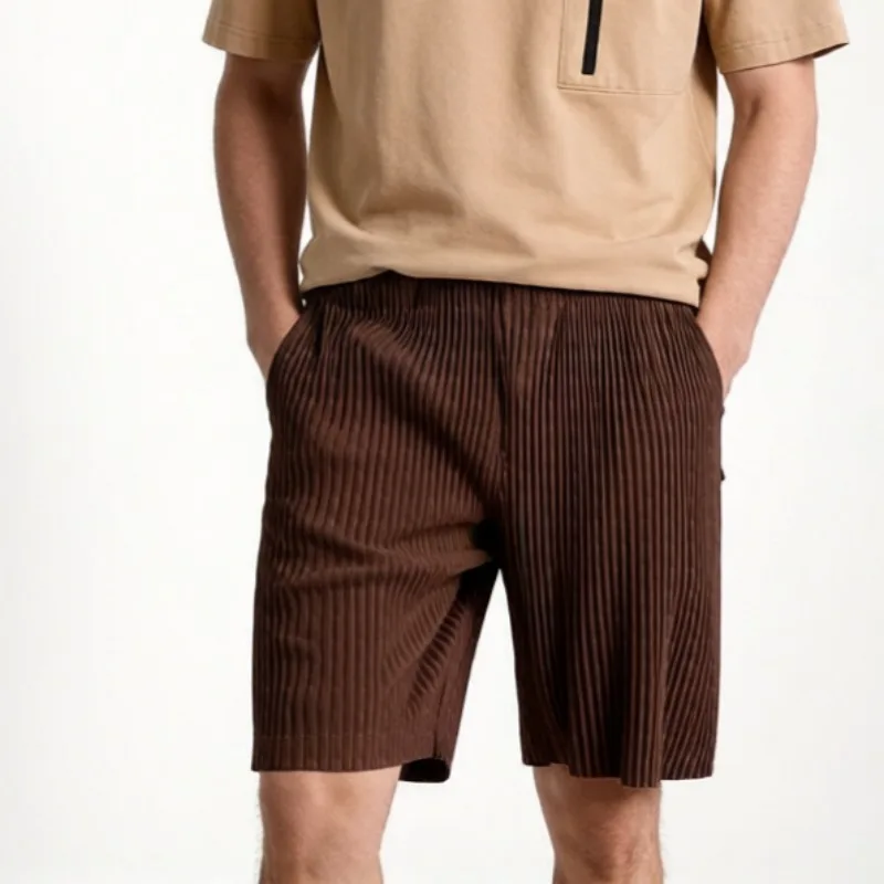 

Мужские плиссированные шорты Miyake 2026: повседневные, свободного кроя, универсальные, молодежные, летние, больших размеров