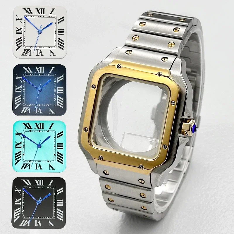 Customised 38mm Transparent Back Santo Case Strap Set NH35 Watch Case For 7S26 NH35 NH36 Movement 27.5mm Dial Men's Watch Case
