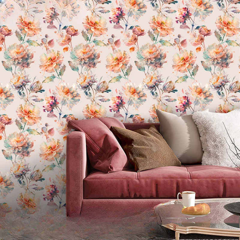 ورق جدران ريفي من الفاوانيا قابل للتقشير واللصق، ورق حائط عتيق مزين بالزهور، ورق اتصال ذاتي اللصق قابل للإزالة لديكور غرفة النوم والحمام