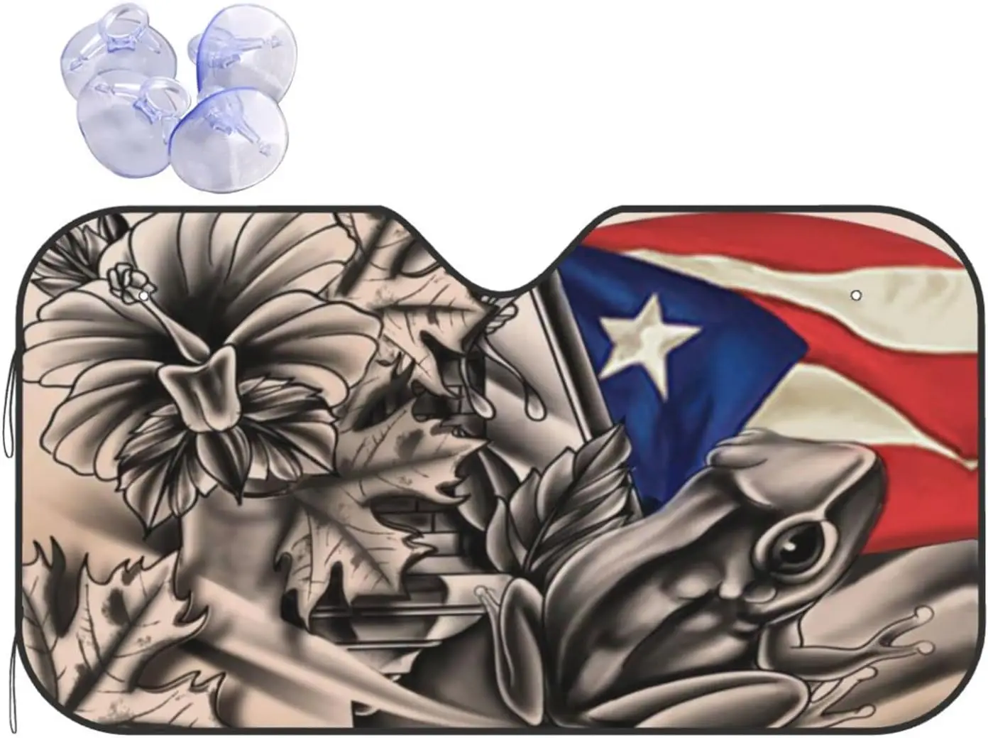 Puerto Rico Flag Car Windshield Sun Shade Front Window Windshield Blocks Uv Rays Sun Visor Shield Cover Keep Vehicle Cool