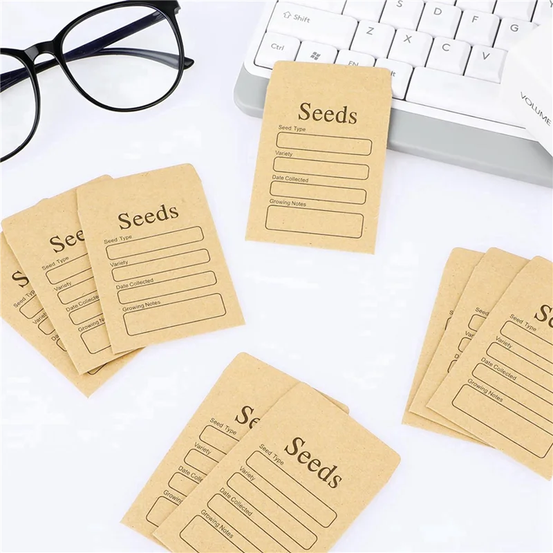 GW-200 Uds. Sobres de semillas 3,54X2,36 pulgadas paquetes de semillas de papel Kraft marrón sobres paquetes de semillas autosellantes resellables