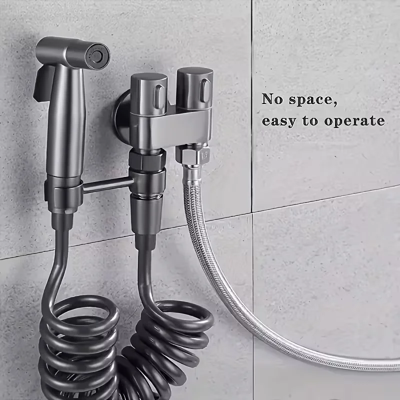 Heavy-Duty 2-In-1 Wall-Mounted Bidet Sprayer Systems, Equipped with a Dual Outlet Diverter Valve, Quick-Connect Hose,