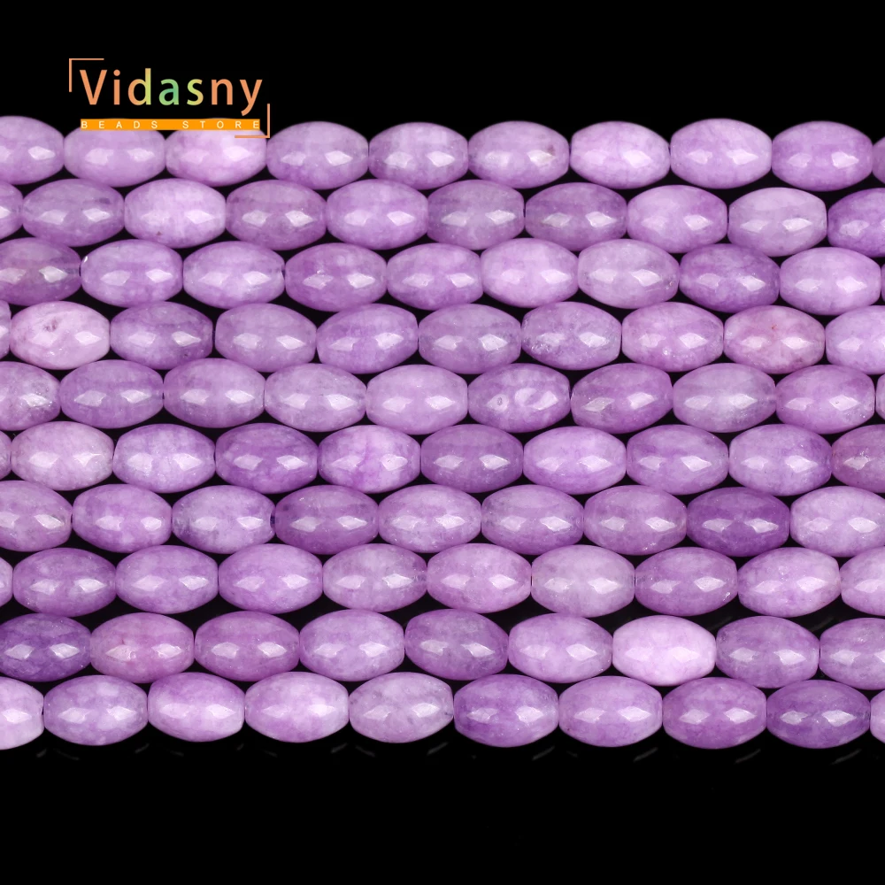 8x12mm Natursteine Lila Chalcedon Reiskorn-Form Lose Perlen für Schmuckherstellung Passend für DIY Armbänder Halsketten Zubehör – Detail 4