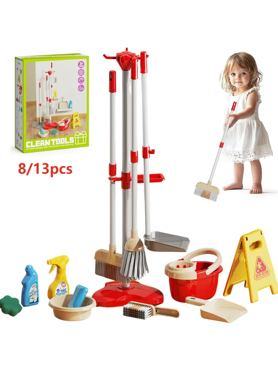 Kinderen Schoonmaken Speelgoed Set voor Peuters Mini Bezem Stoffer Mop Fantasiespel Huishoudelijke Benodigdheden Kits Montessori Speelgoed Meisje Jongen Geschenken - afbeelding 2