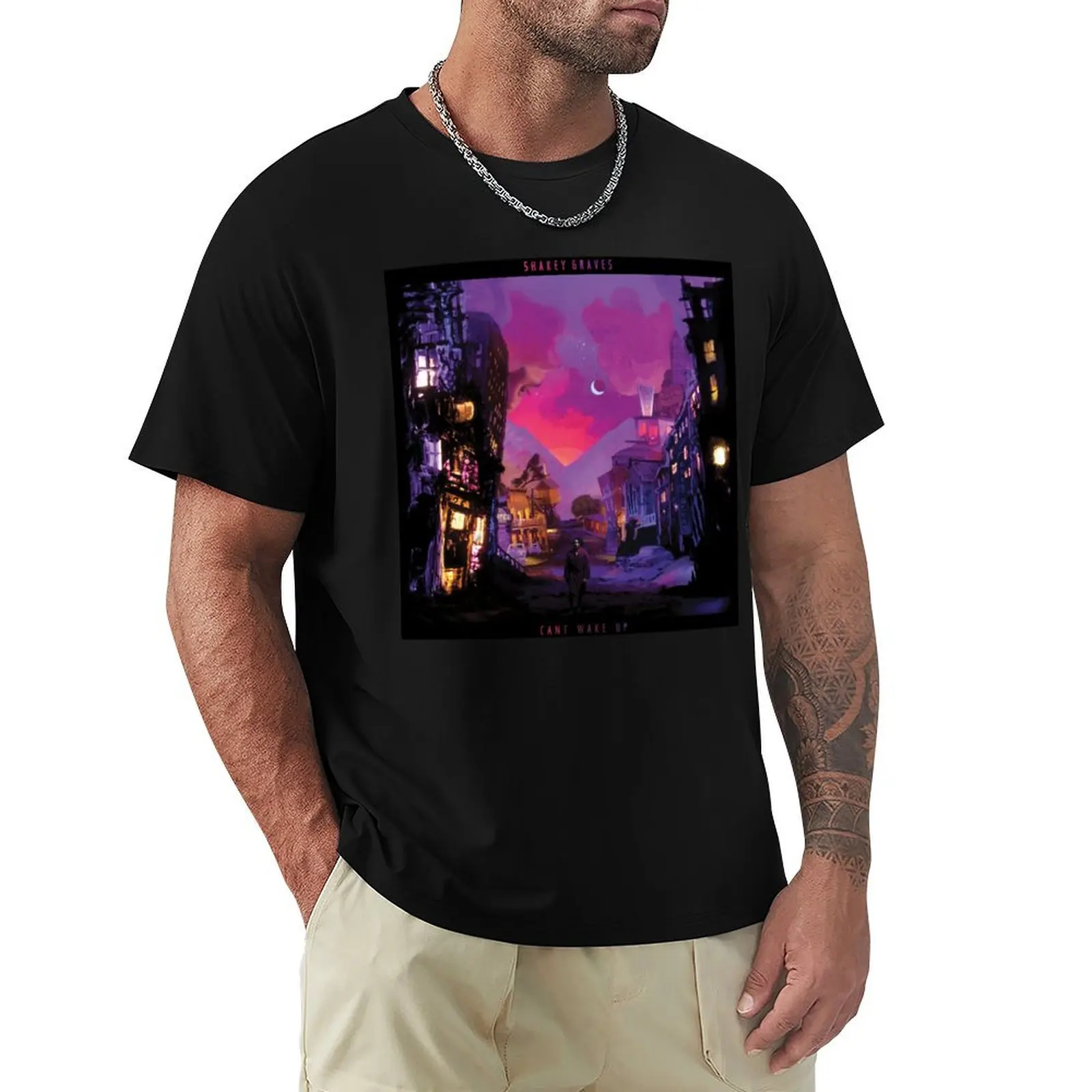 Can't Wake Up- Shakey Graves Album Cover T-Shirt t shirts for man cotton T-Shirt