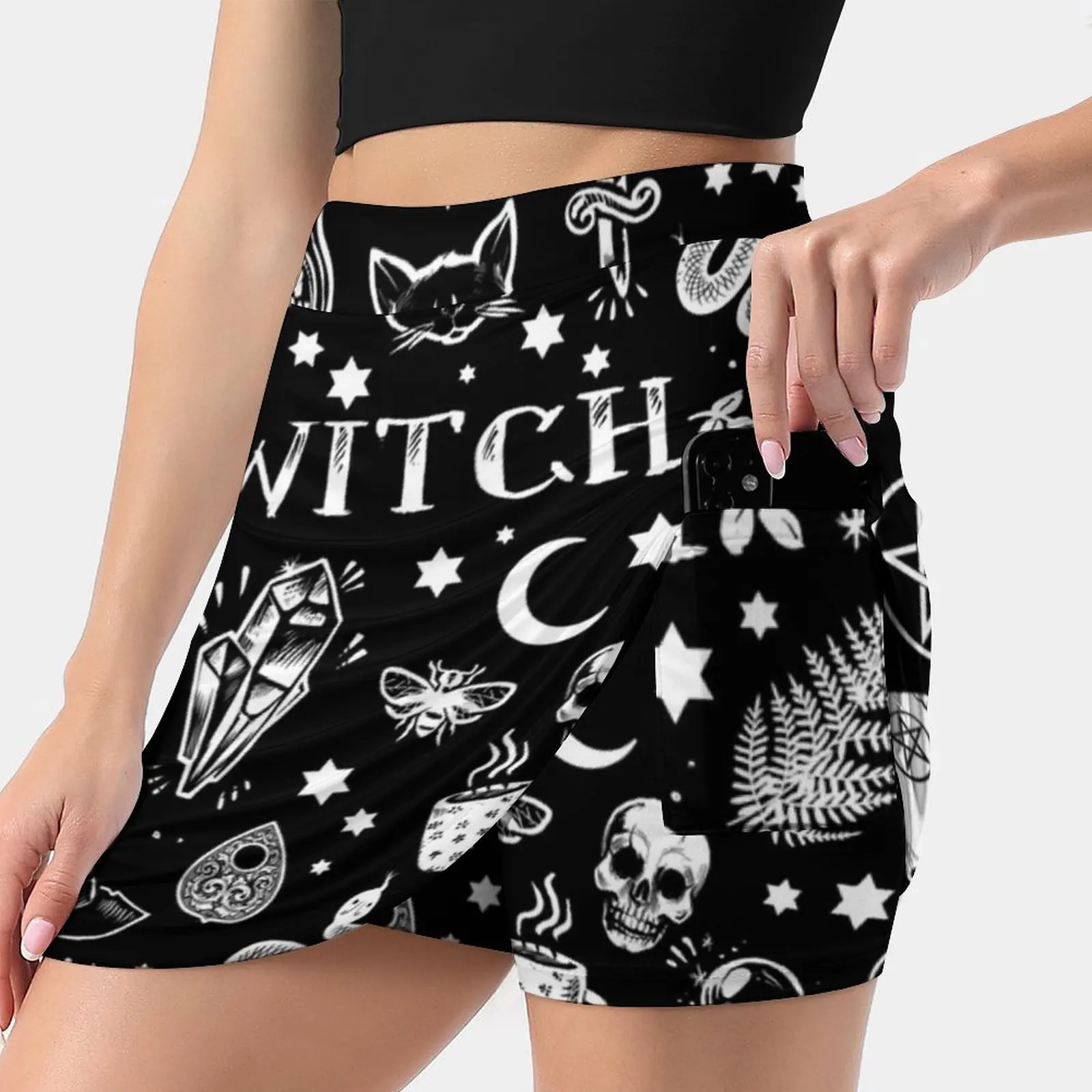 

Witch Pattern 2 Women's skirt With Hide Pocket Tennis Skirt Golf Skirts Badminton Skirts Running skirts Witch Pattern Brujas