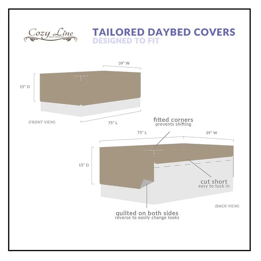 Bloom Azalea Floral Garden Chintz Rosa Azul Branco Verde Microfibra Reversível Daybed Conjunto de cama acolchoada